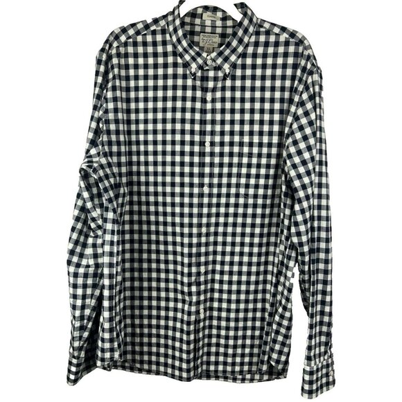J. Crew Men's Shirt Size XL Blue Check 98% Organic Cotton Long Sleeve Button - Picture 1 of 7